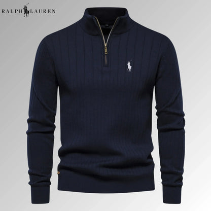 Quarter-Zip Ribbed Jumper