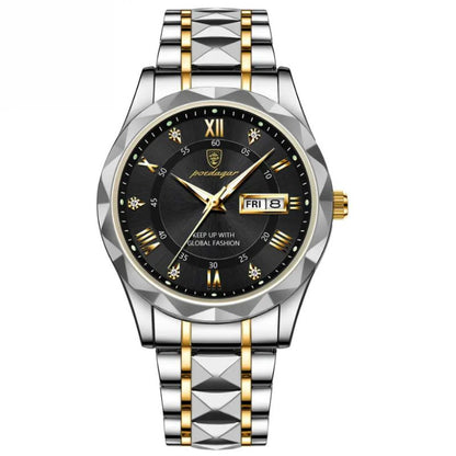 POEDAGAR Luminous Steel 40mm Watch - Water Resistant | Transferred steel