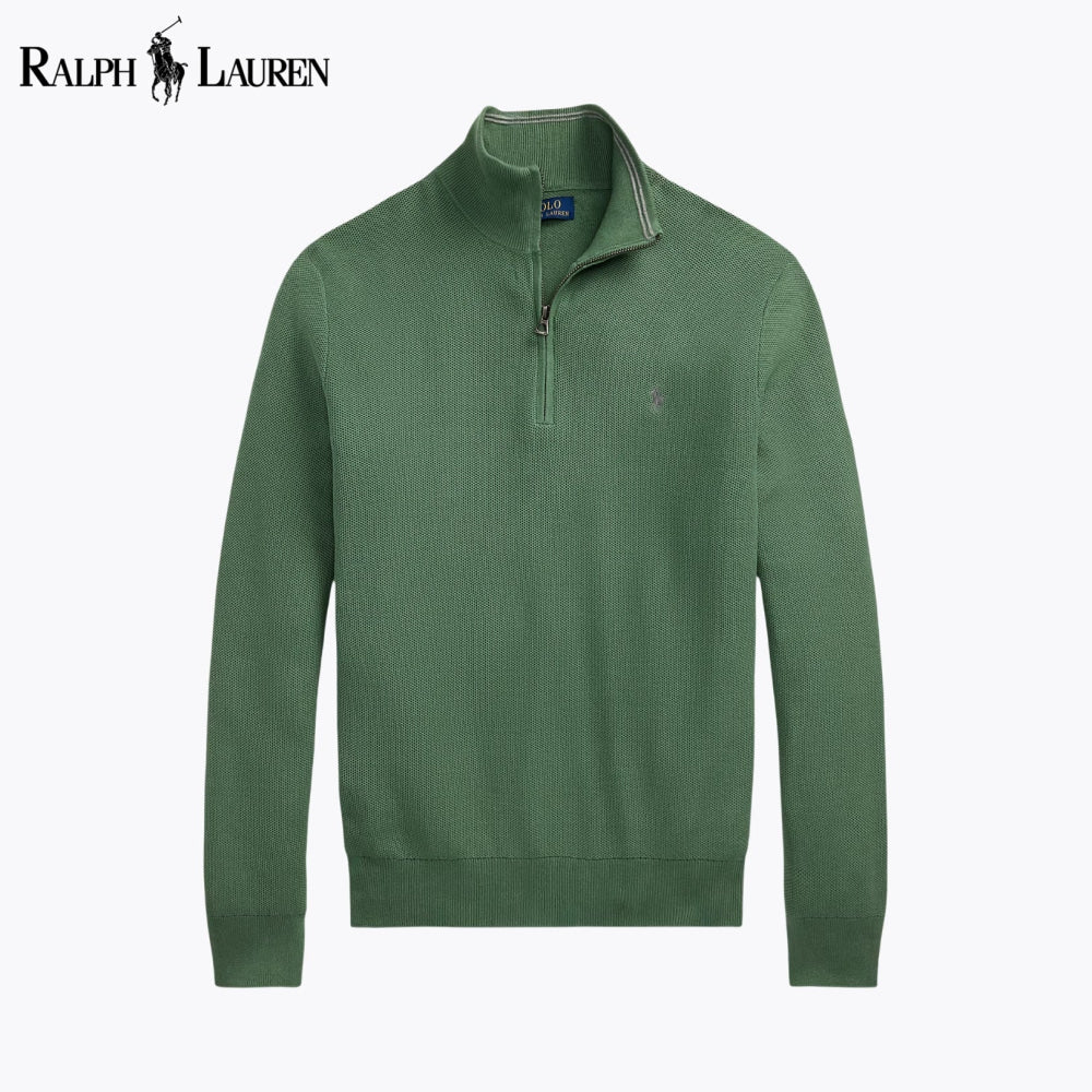 RL Mesh-Knit Cotton Quarter-Zip Sweater