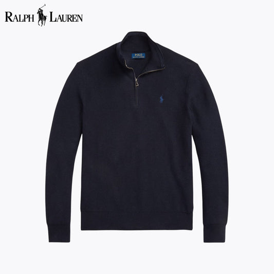 RL Mesh-Knit Cotton Quarter-Zip Sweater