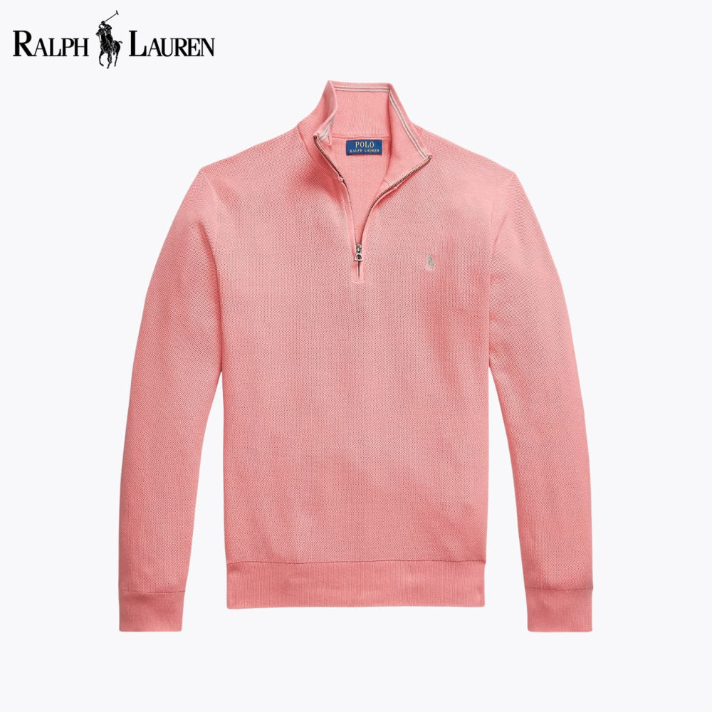 RL Mesh-Knit Cotton Quarter-Zip Sweater