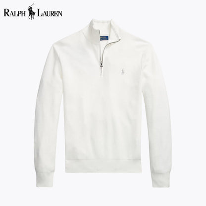 RL Mesh-Knit Cotton Quarter-Zip Sweater